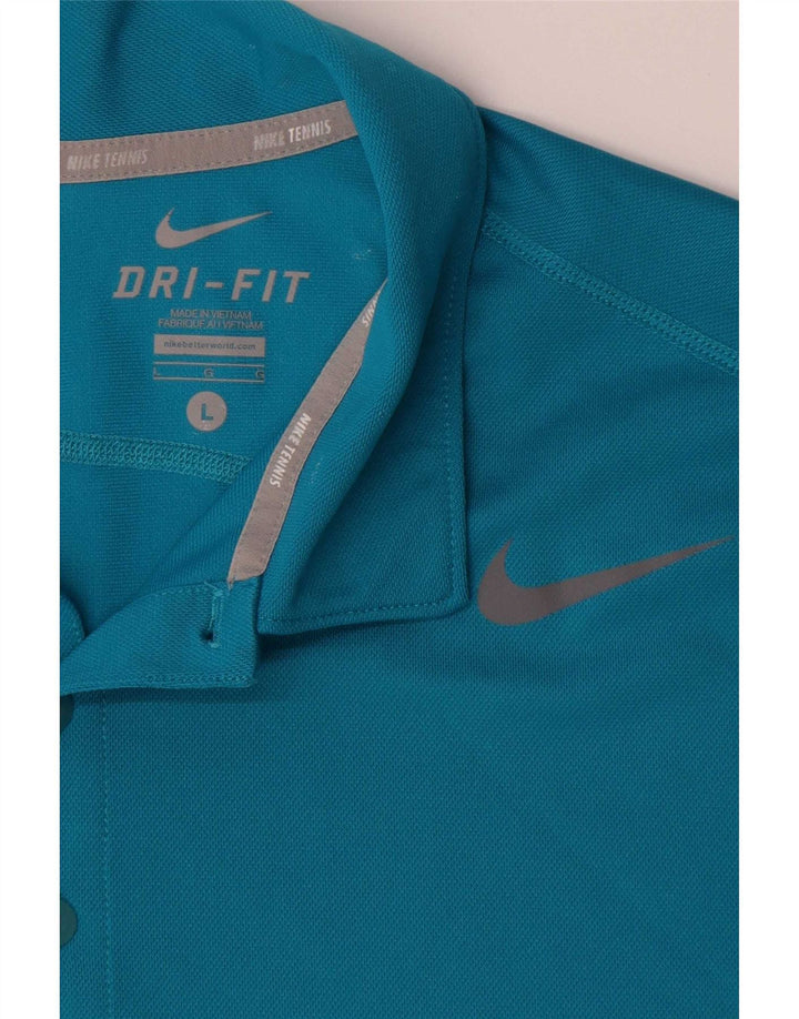 Męska koszulka polo Nike Dri Fit, duża niebieska, poliestrowa