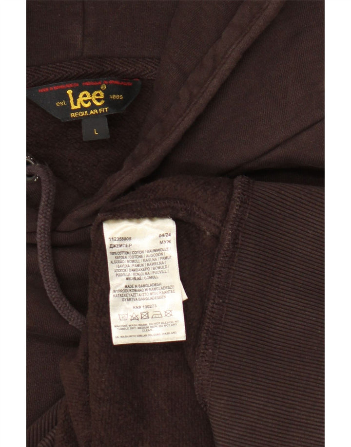 Męski sweter z kapturem Lee o regularnym kroju, duży, brązowy, bawełniany