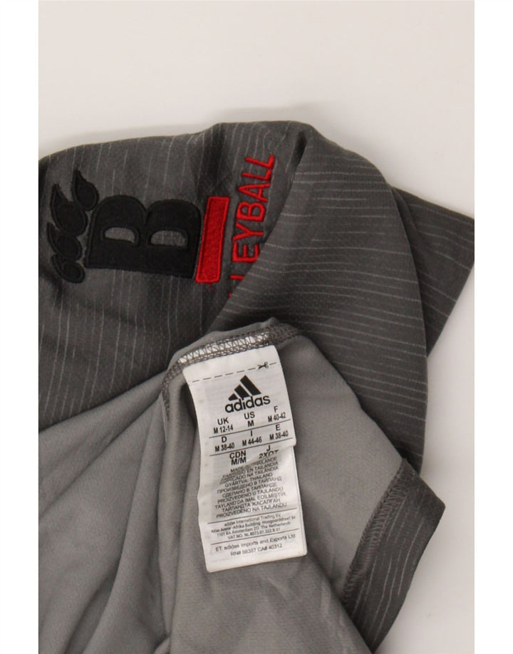 ADIDAS Womens Zip Neck Pullover Tracksuit Top UK 12/14 Medium Grey Flecked Vintage Adidas and Second-Hand Adidas from Messina Hembry 