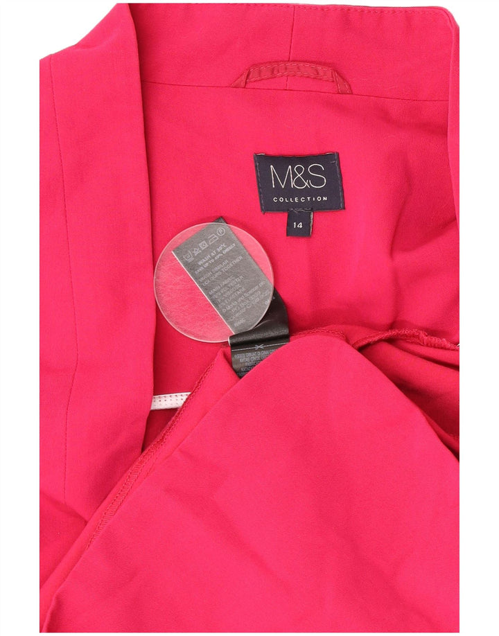 Marks & Spencer Damska otwarta marynarka UK 14, średni różowy poliester
