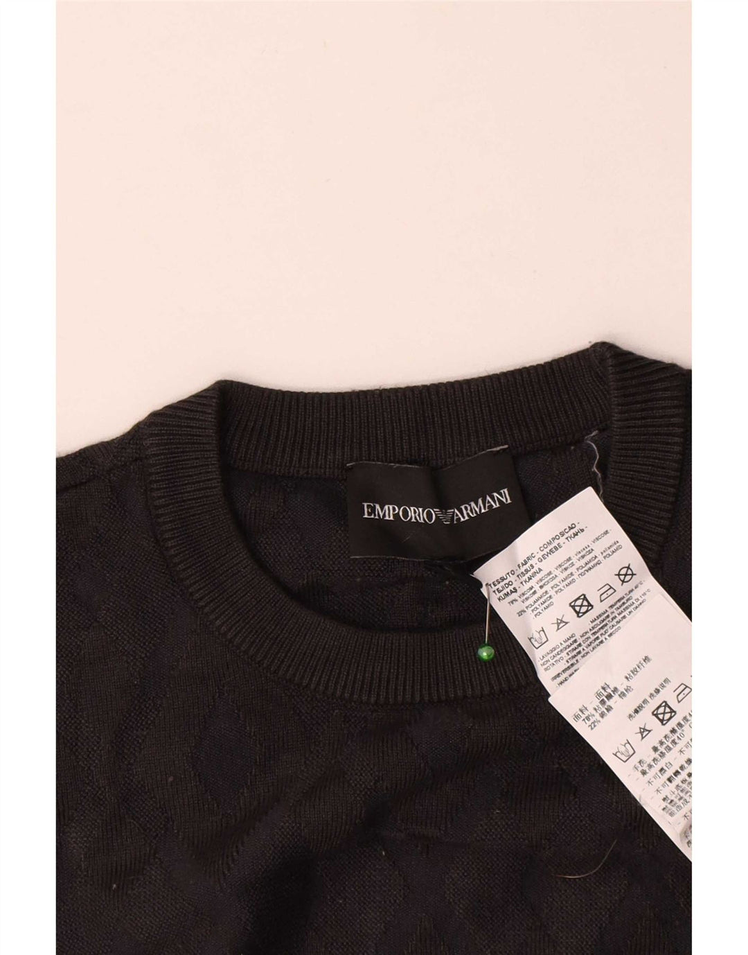 Męski sweter z okrągłym dekoltem Emporio Armani, średnioszara wiskoza