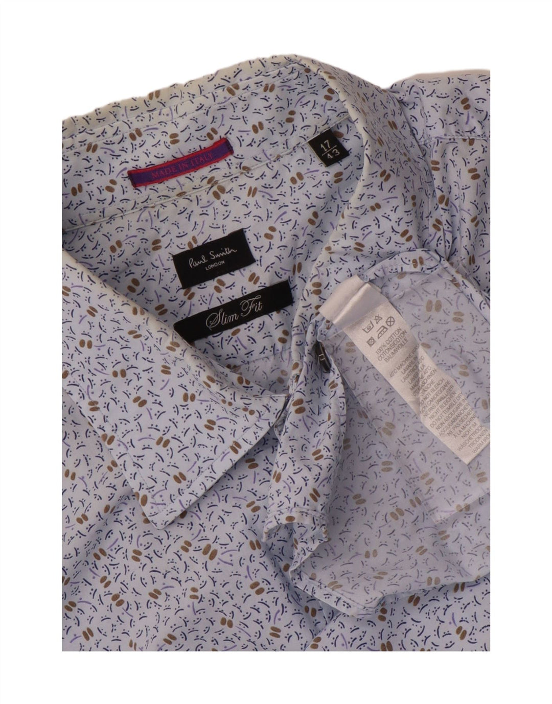 Męska koszula Paul Smith z abstrakcyjnym wzorem, slim fit, rozmiar 43 17, średni niebieski