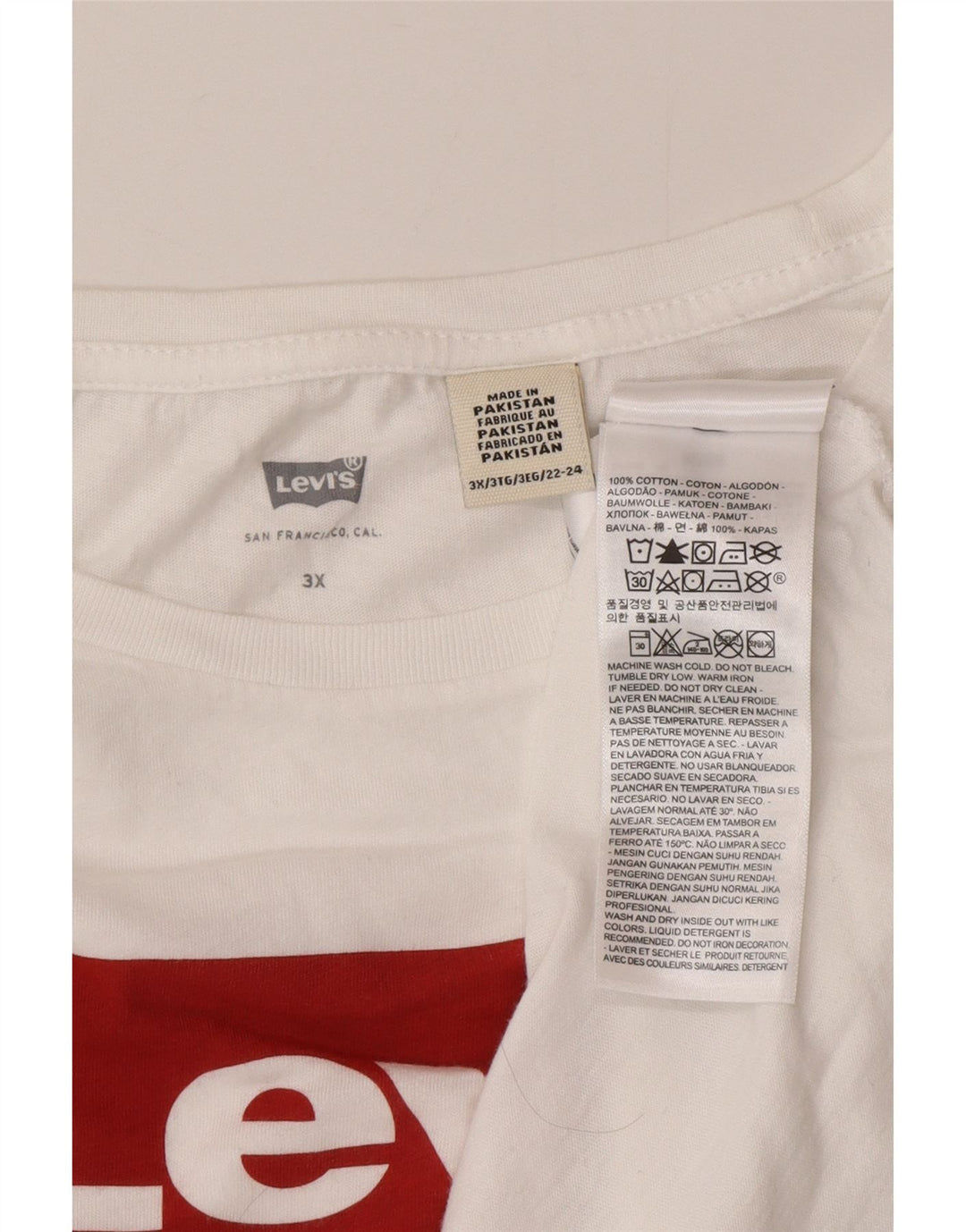Męska koszulka z grafiką Levi's Top 3XL, biała bawełna