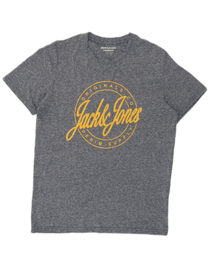 Męski T-shirt z grafiką Jack & Jones, średni niebieski nakrapiany