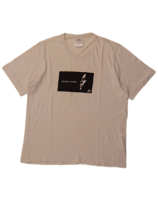 Męska koszulka z grafiką ADIDAS, duża, biała, bawełniana