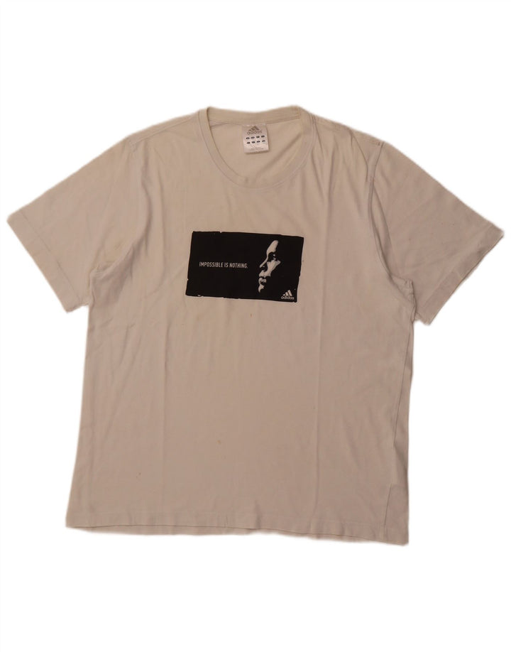 Męska koszulka z grafiką ADIDAS, duża, biała, bawełniana