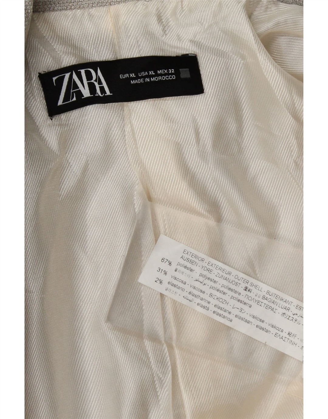 Damska marynarka Zara Crop Double Breasted Jacket UK 18 XL, szary poliester