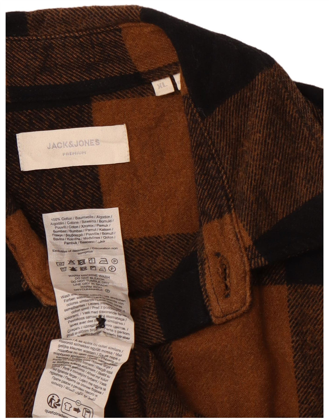 Męska koszula flanelowa JACK & JONES XL, bawełniana, brązowa krata