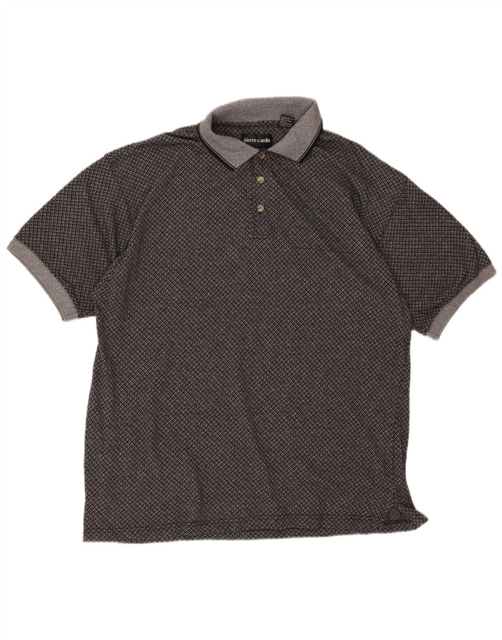 Męska koszulka polo PIERRE CARDIN XL, szara, bawełniana w kratę
