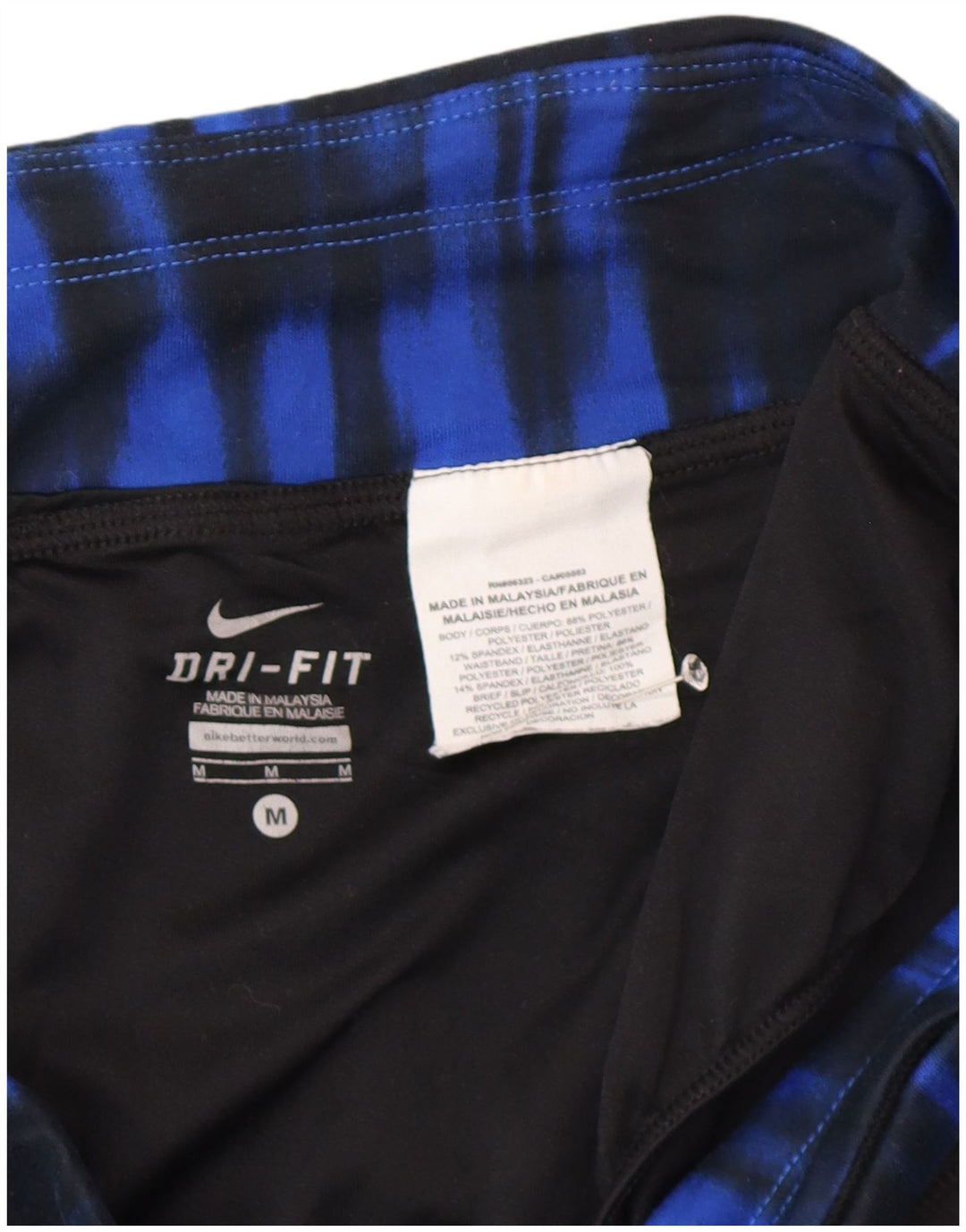 Damskie spodenki sportowe NIKE Dri Fit UK 14, średni czarny poliester Tie Dye