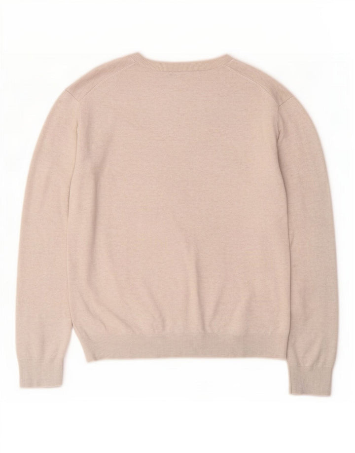 Męski sweter Calvin Klein z okrągłym dekoltem, duży, beżowy, bawełniany