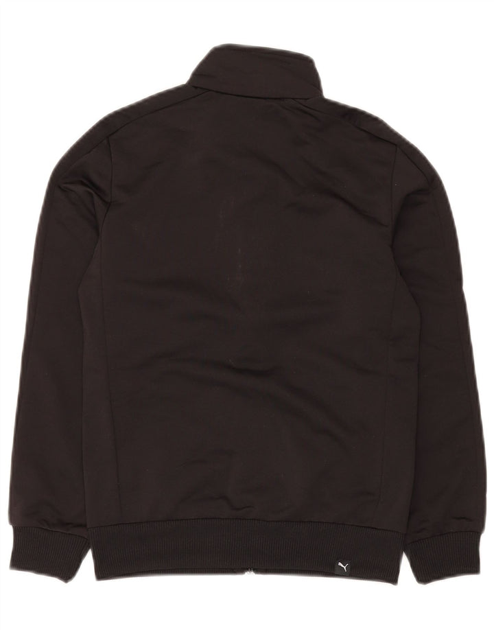 Chłopięca kurtka dresowa z grafiką PUMA, 9-10 lat, średni czarny poliester