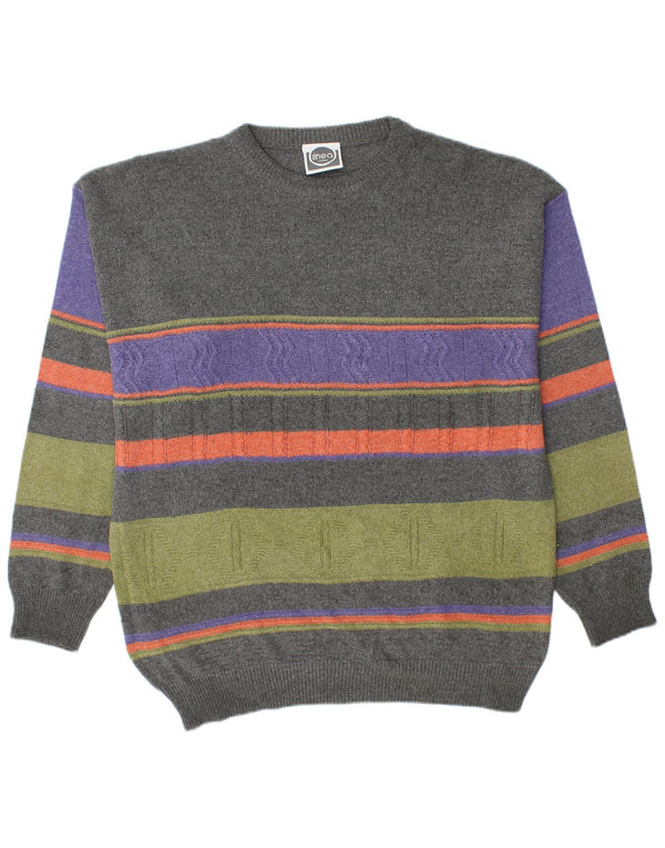 LINEA Mens Crew Neck Jumper Sweater IT 48 Medium Multicoloured Striped