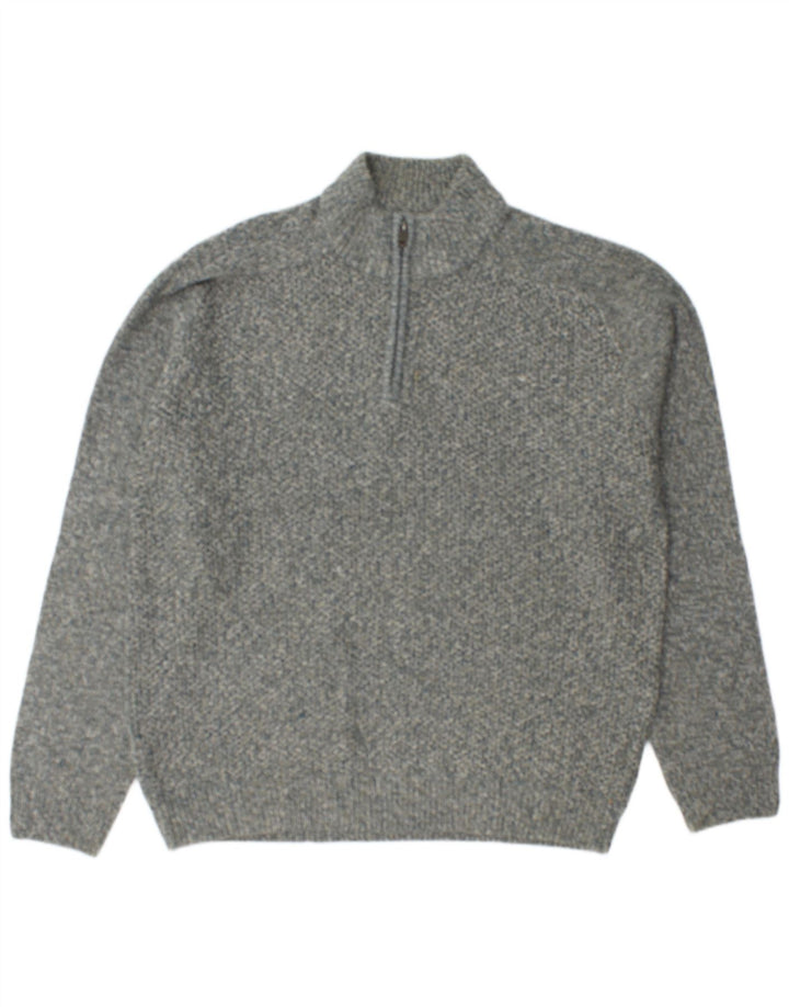 MARKS & SPENCER Męski sweter o regularnym kroju, zapinany na zamek, XL, szary, nakrapiany