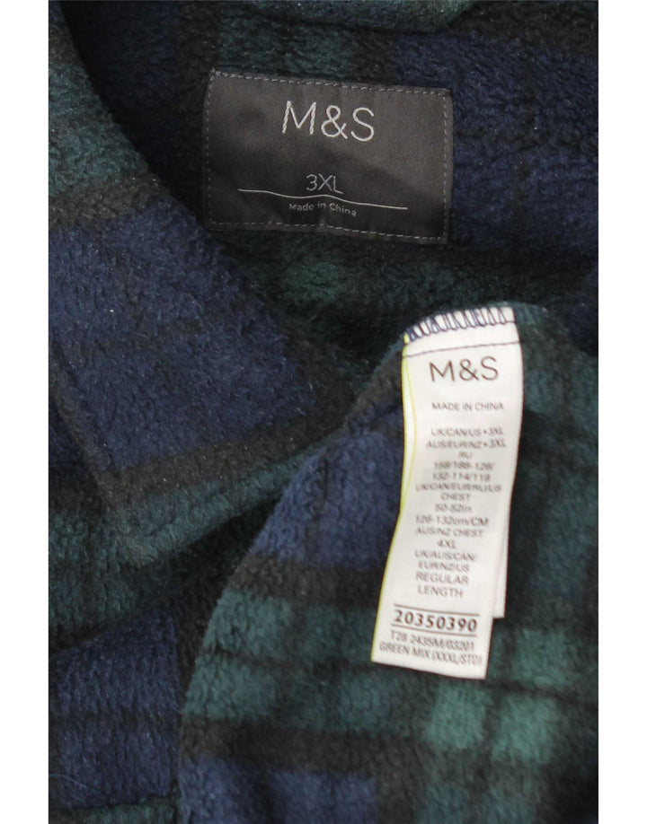 Marks & Spencer Męska koszula wierzchnia z polaru 3XL, poliester w zieloną kratkę