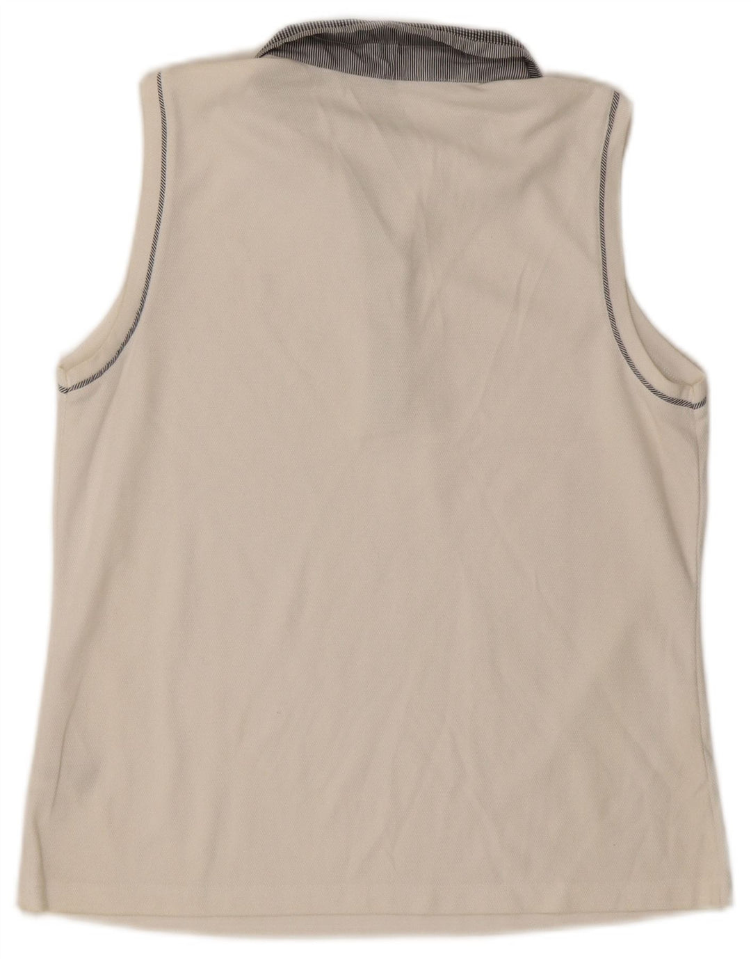 Damska koszulka polo bez rękawów IZOD UK 14, duża, biała bawełna