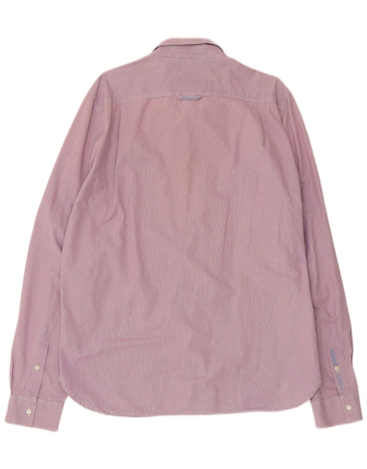 Koszula męska Superdry 2XL, różowa, bawełniana w prążki