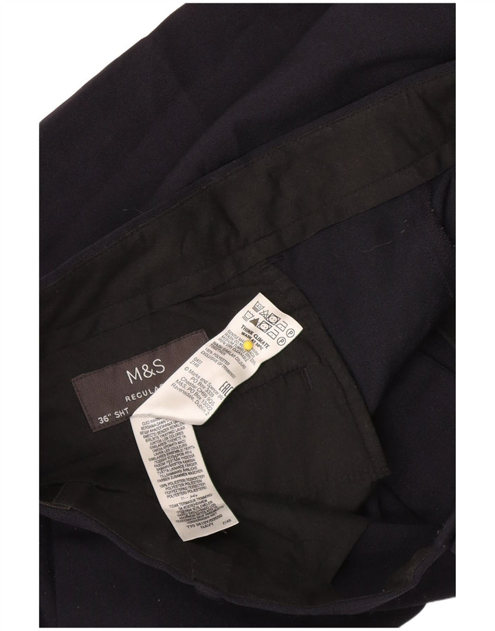 Męskie spodnie chino o regularnym kroju Marks & Spencer W36 L27 Granatowy poliester