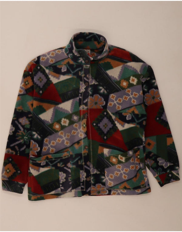 Damska kurtka polarowa Vintage UK 14, średnia, wielokolorowa, geometryczna