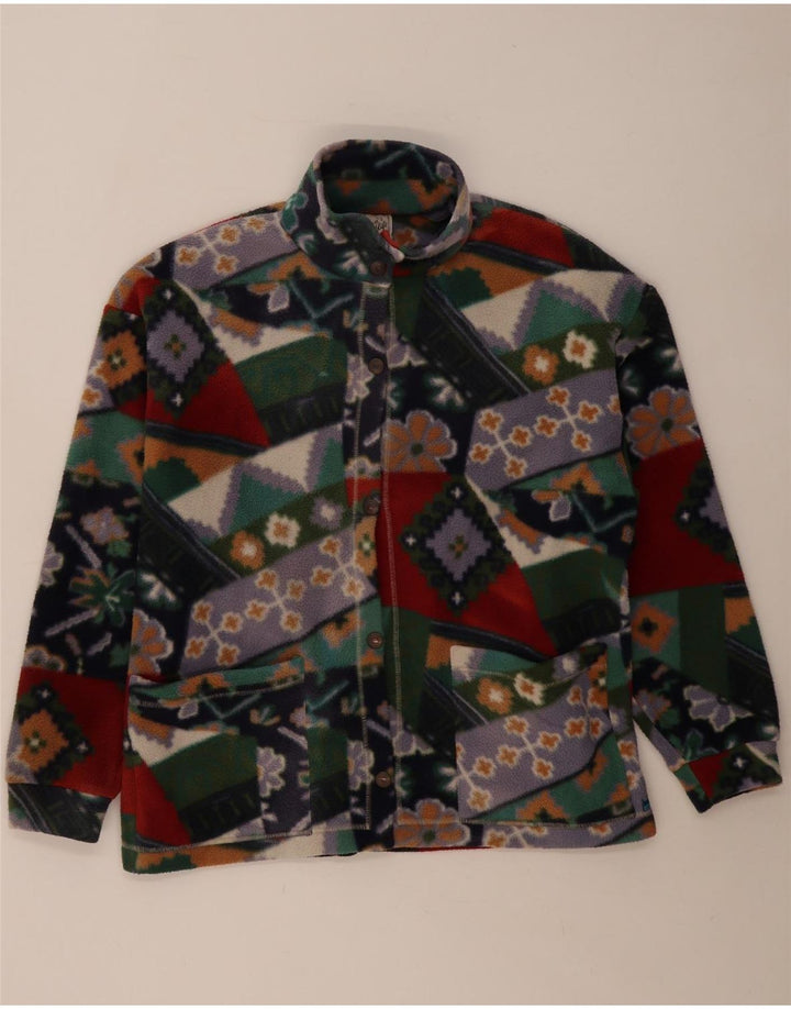 Damska kurtka polarowa Vintage UK 14, średnia, wielokolorowa, geometryczna