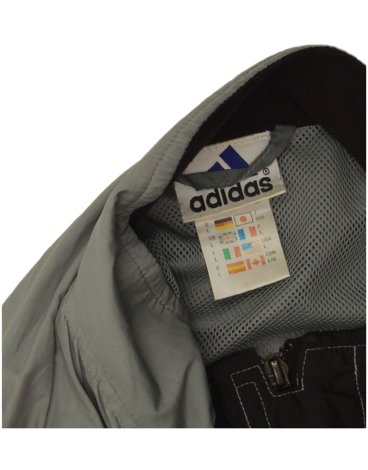 Męska kurtka przeciwdeszczowa Adidas UK 40, duża, szara, z blokami kolorów, poliester