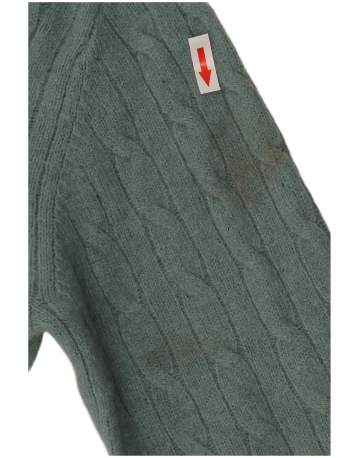 Crew Clothing Męski sweter z zamkiem błyskawicznym, mały, zielony, wełniany