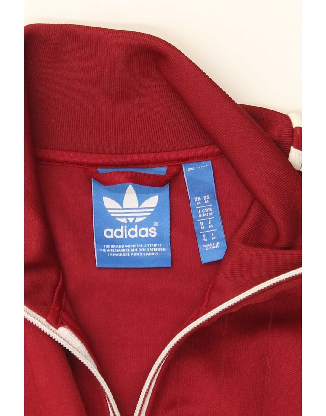 Męska kurtka dresowa Adidas, średnia, bordowa, z blokami kolorów