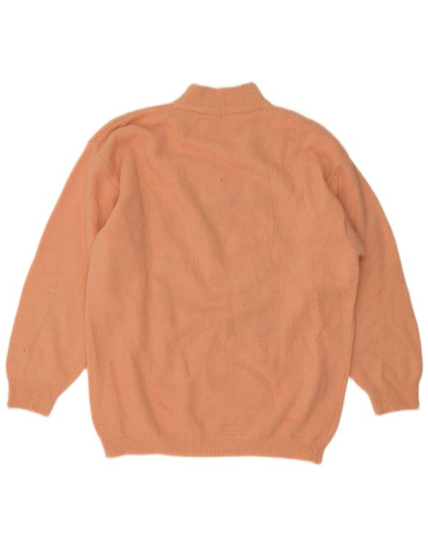 Vintage damski sweter z golfem z grafiką UK 16, duży, różowy, kwiatowy