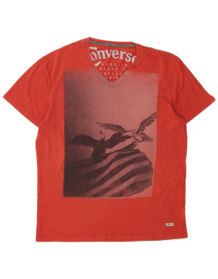 Męski T-shirt z grafiką CONVERSE, XL, czerwony