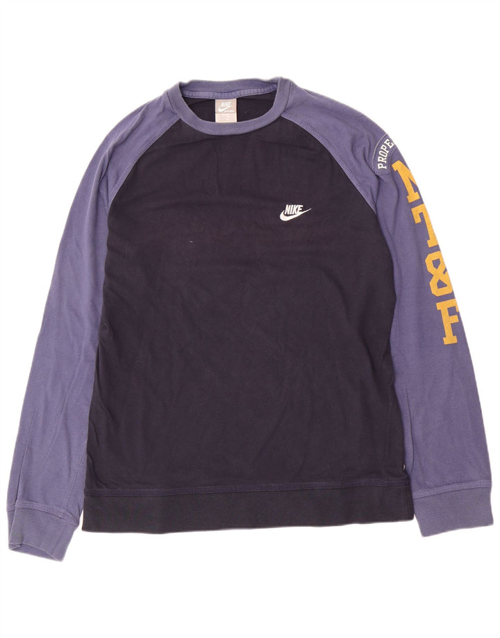 Męska koszulka graficzna Nike z długim rękawem, UK 39/41, średni granat