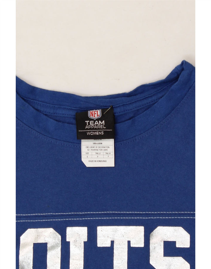 NFL Womens Colts Graphic Top Long Sleeve UK 10 Small Blue Colourblock Vintage NFL and Second-Hand NFL from Messina Hembry 