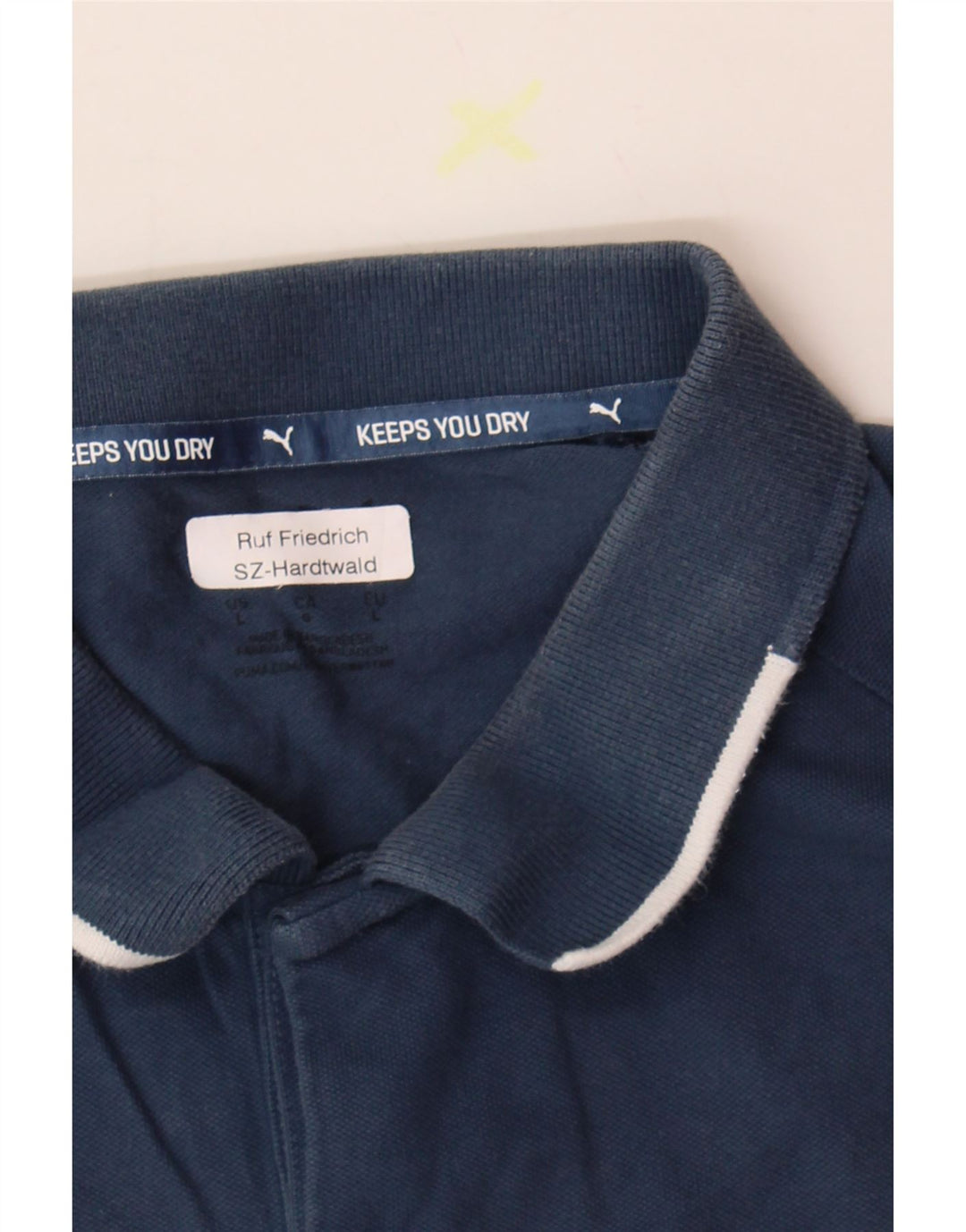 PUMA Mens Graphic Polo Shirt Large Navy Blue Cotton Vintage Puma and Second-Hand Puma from Messina Hembry 