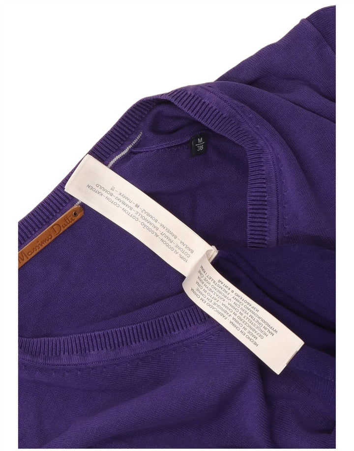 Męski sweter Massimo Dutti z dekoltem w kształcie litery V, średniofioletowy, bawełniany