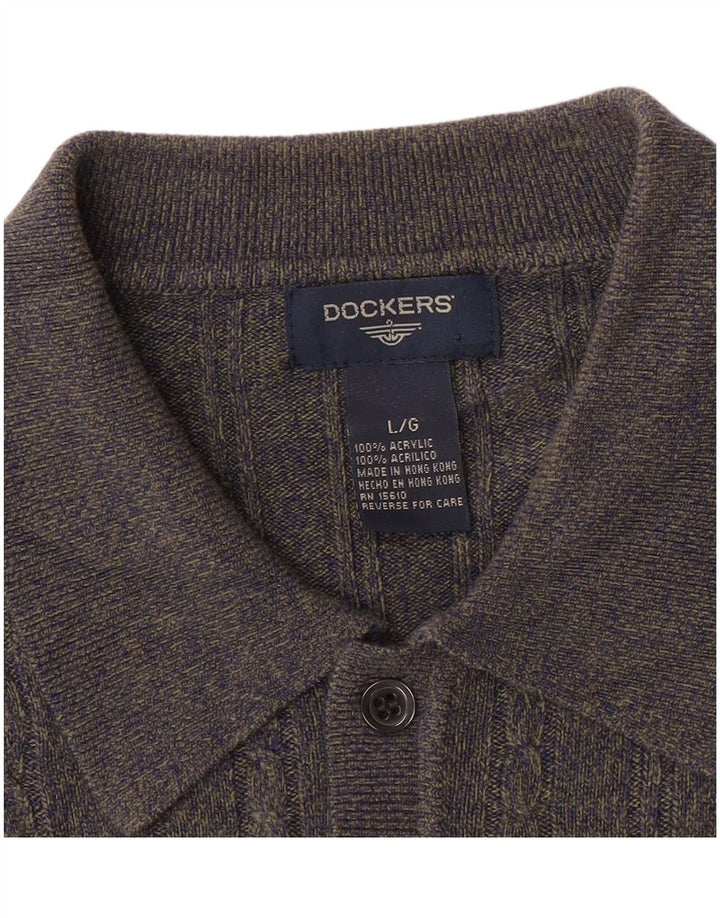 Męski sweter z golfem Dockers, duży, szary, nakrapiany akryl