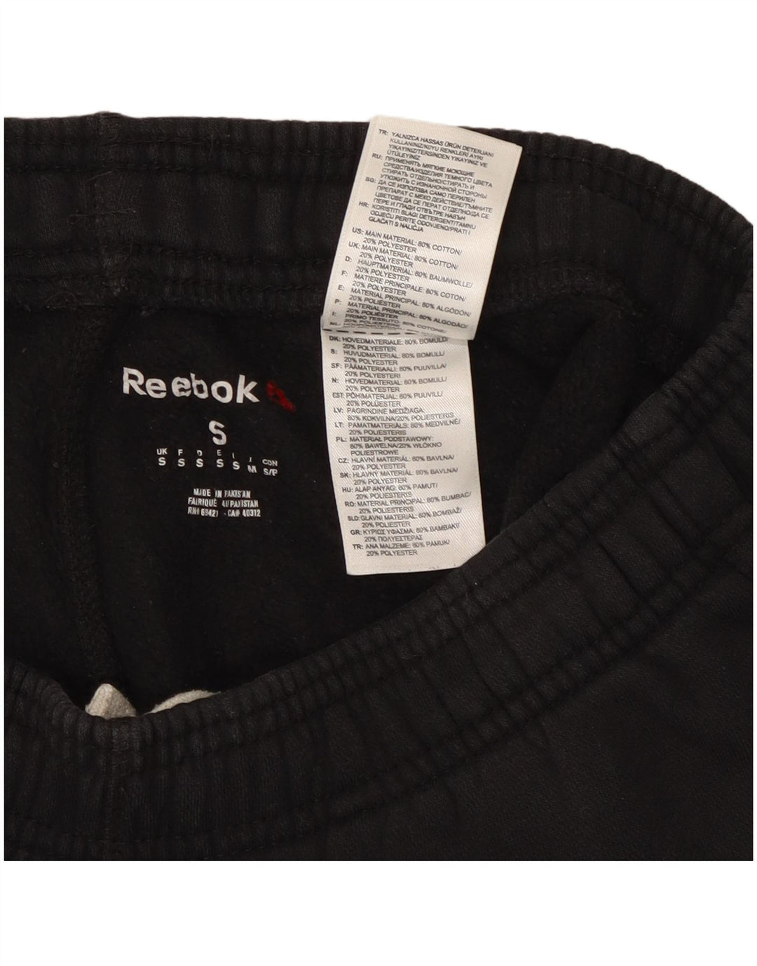 Męskie spodnie dresowe Reebok Joggers, małe, czarne, bawełniane