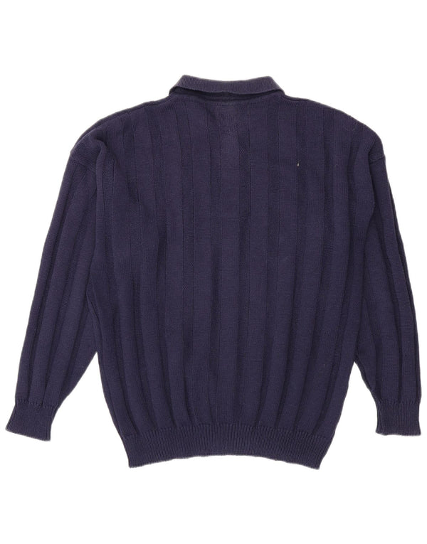 Męski sweter polo VINTAGE XL granatowy, bawełniany