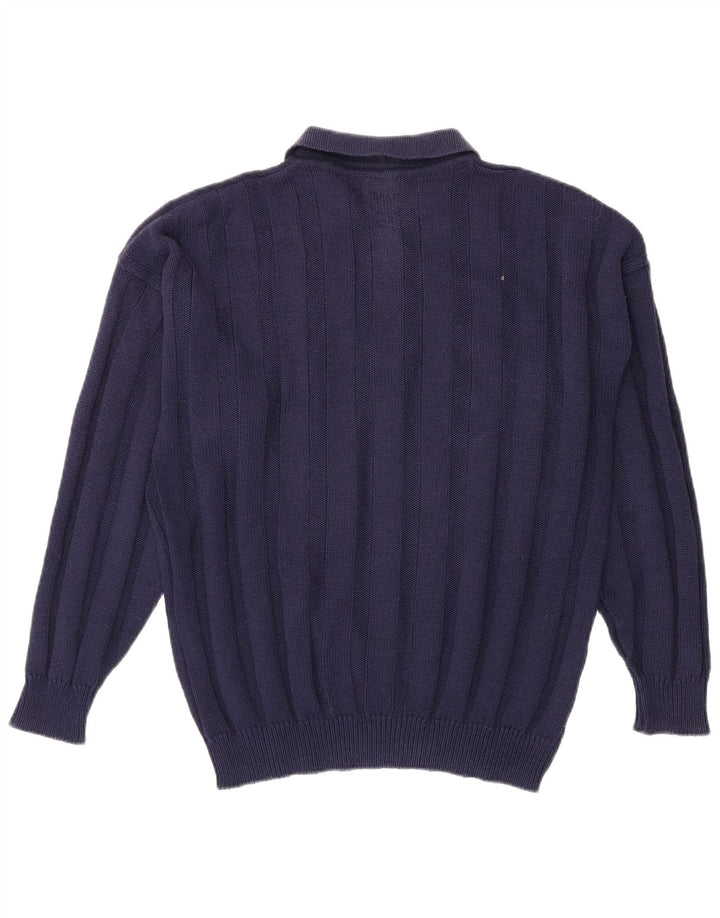 Męski sweter polo VINTAGE XL granatowy, bawełniany