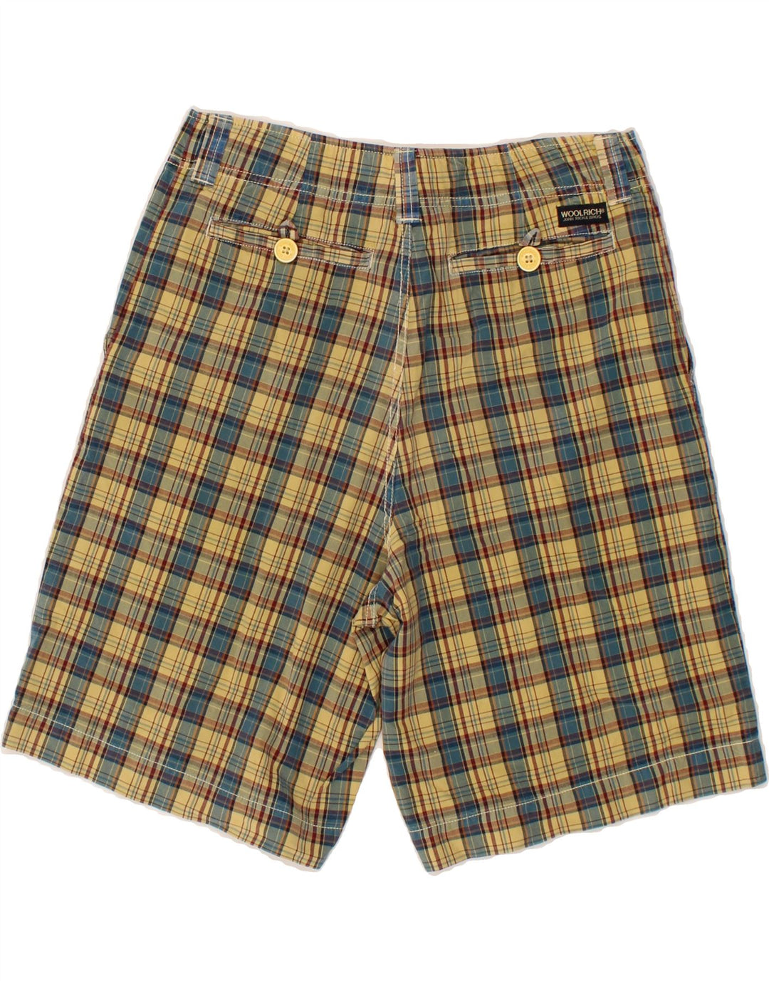 WOOLRICH Mens Chino Shorts W30 Medium  Yellow Check Cotton Vintage Woolrich and Second-Hand Woolrich from Messina Hembry 