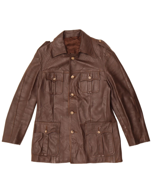 Vintage męska skórzana kurtka wojskowa UK 36 Small Brown