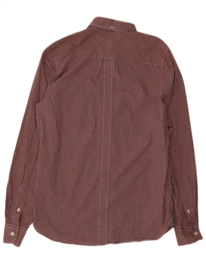 Koszula męska Fred Perry, mała, bordowa, bawełniana kratka
