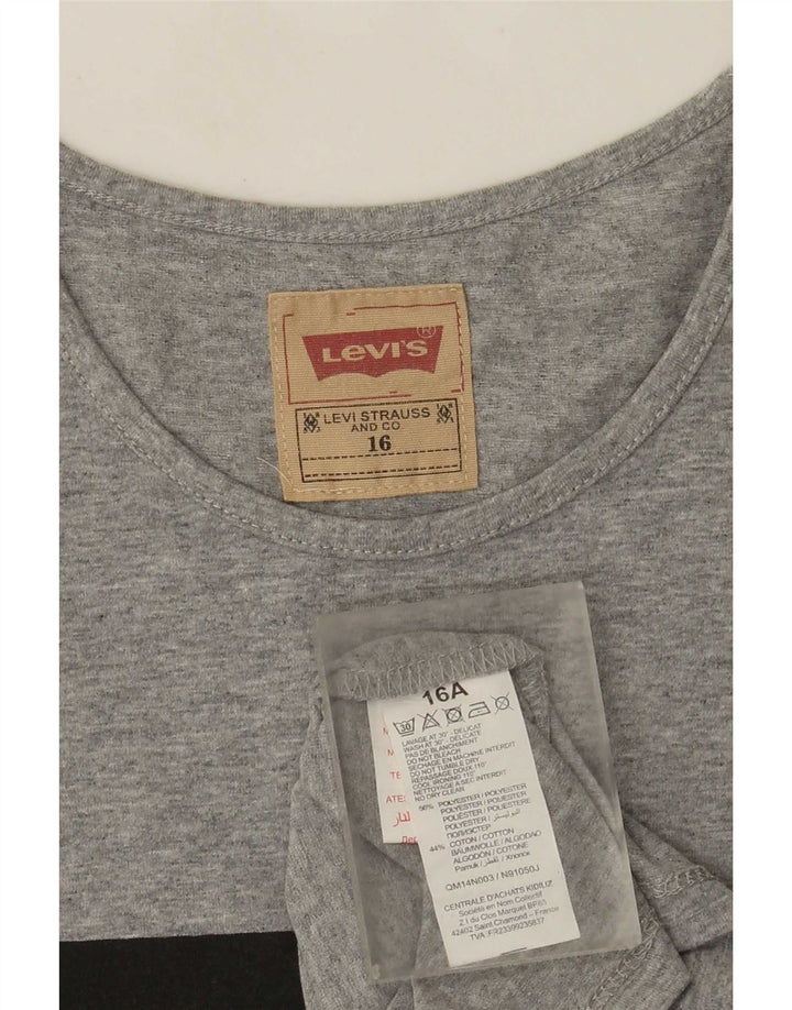 Dziewczęcy T-shirt z grafiką Levi's Top 15-16 lat Szary, plamkowany poliester