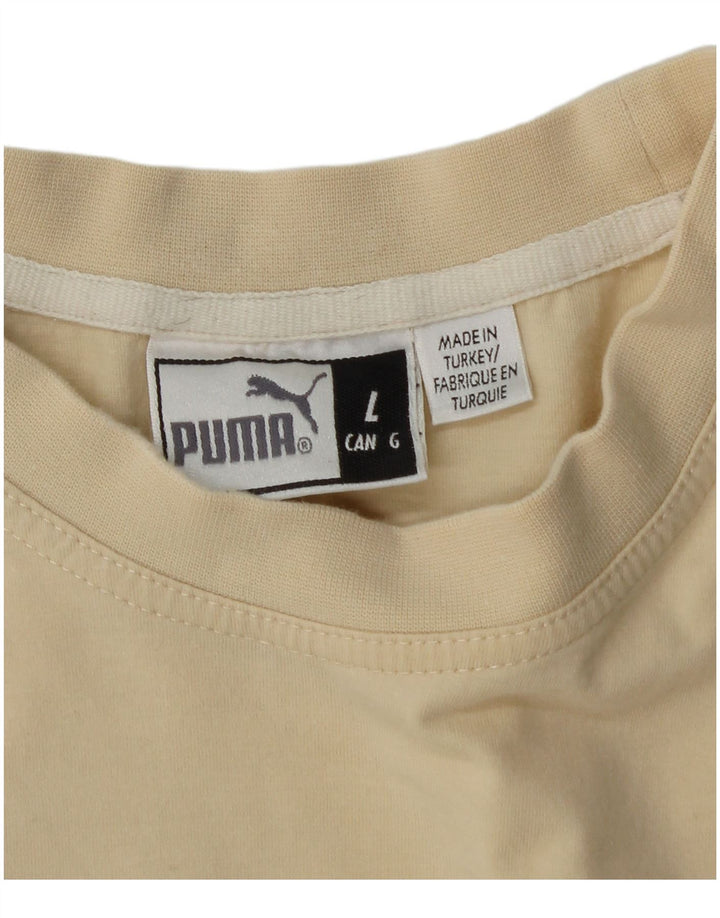 Męski T-shirt z grafiką Puma, duży, beżowy