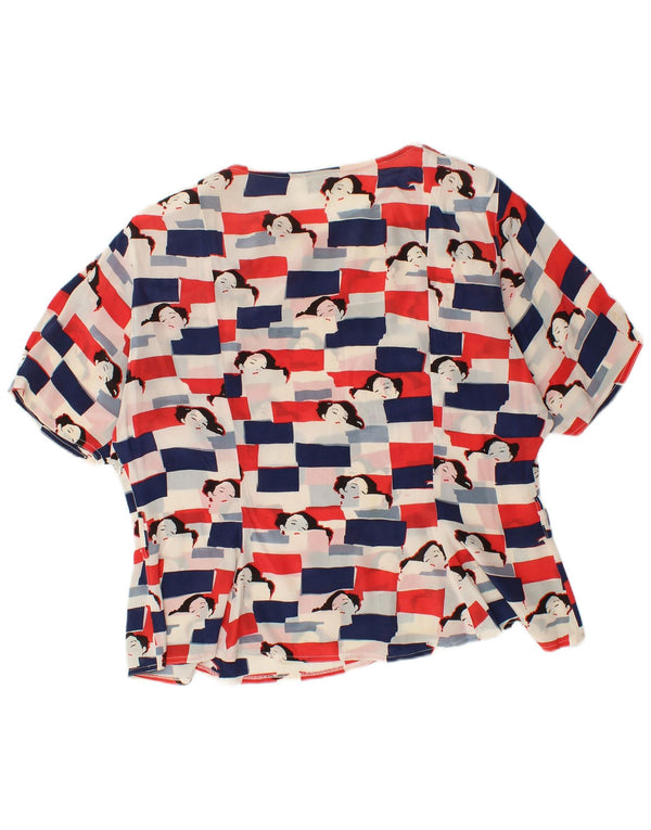 Damska bluzka VINTAGE z grafiką, UK 18 XL, wielokolorowy octan