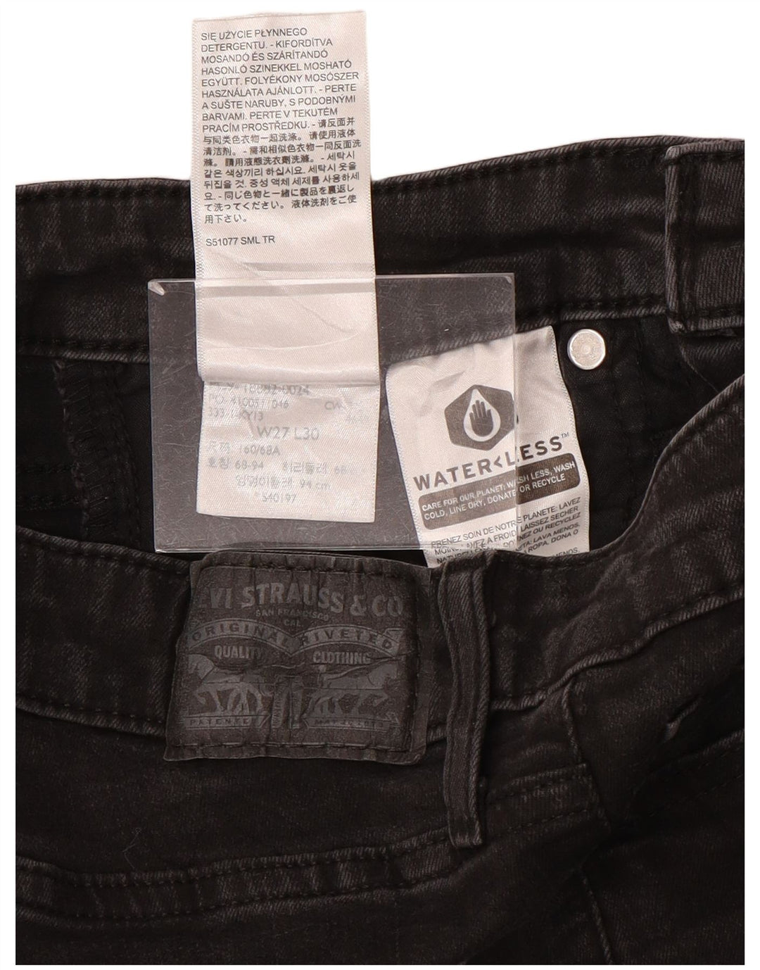 Damskie jeansy LEVI'S 721 z wysokim stanem W27 L29 Czarna bawełna