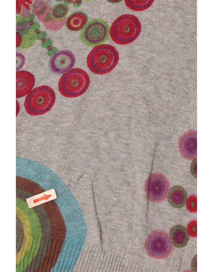 Damski sweter Desigual z dekoltem w łódkę UK 14 Średni szary geometryczny