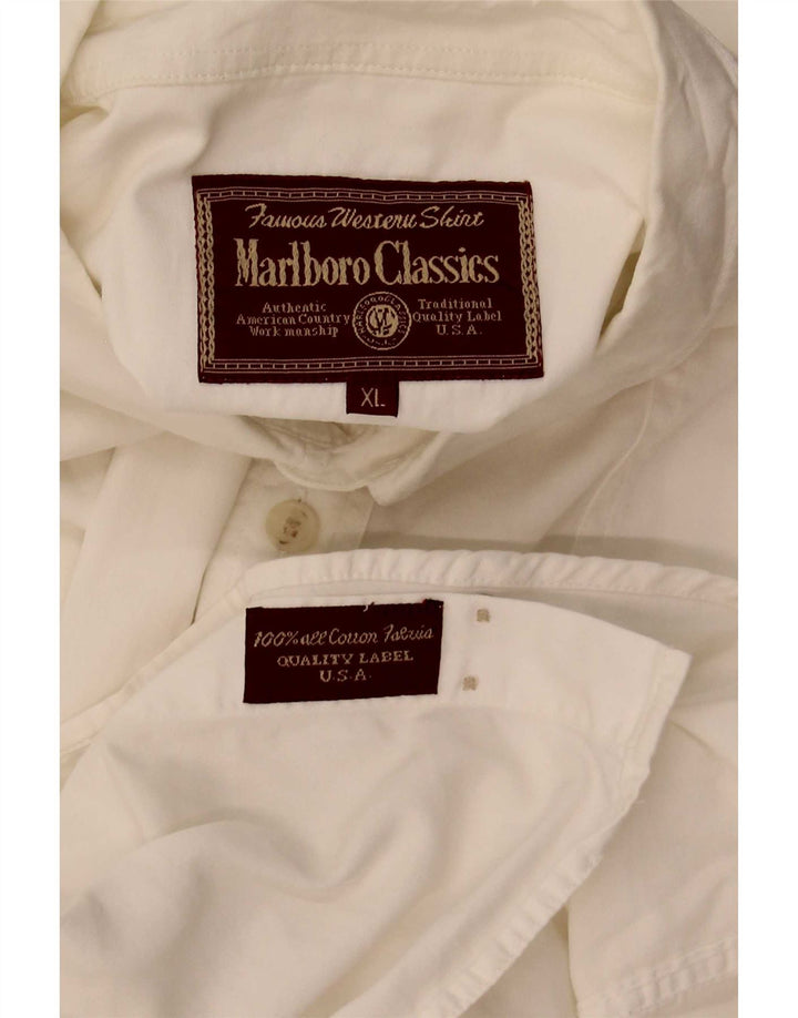 Marlboro Classics Męska koszula z krótkim rękawem XL, biała, bawełniana