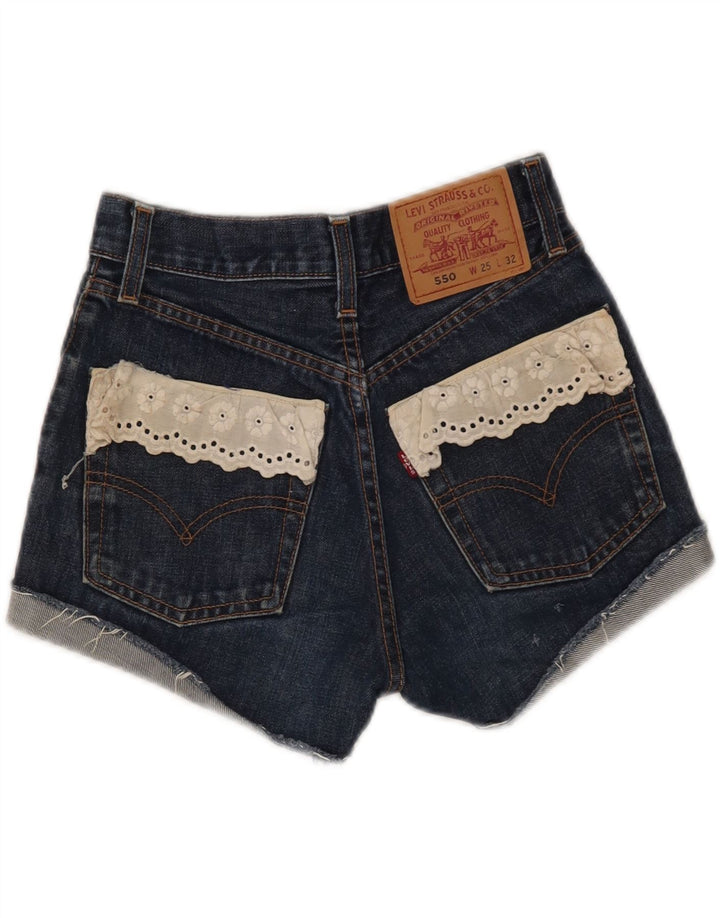 LEVI'S Womens 550 Denim Shorts W25 XS Navy Blue Vintage Levi's and Second-Hand Levi's from Messina Hembry 