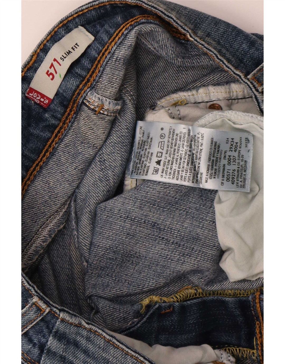 Damskie jeansy Levi's 571 Slim W29 L30 Niebieskie bawełniane