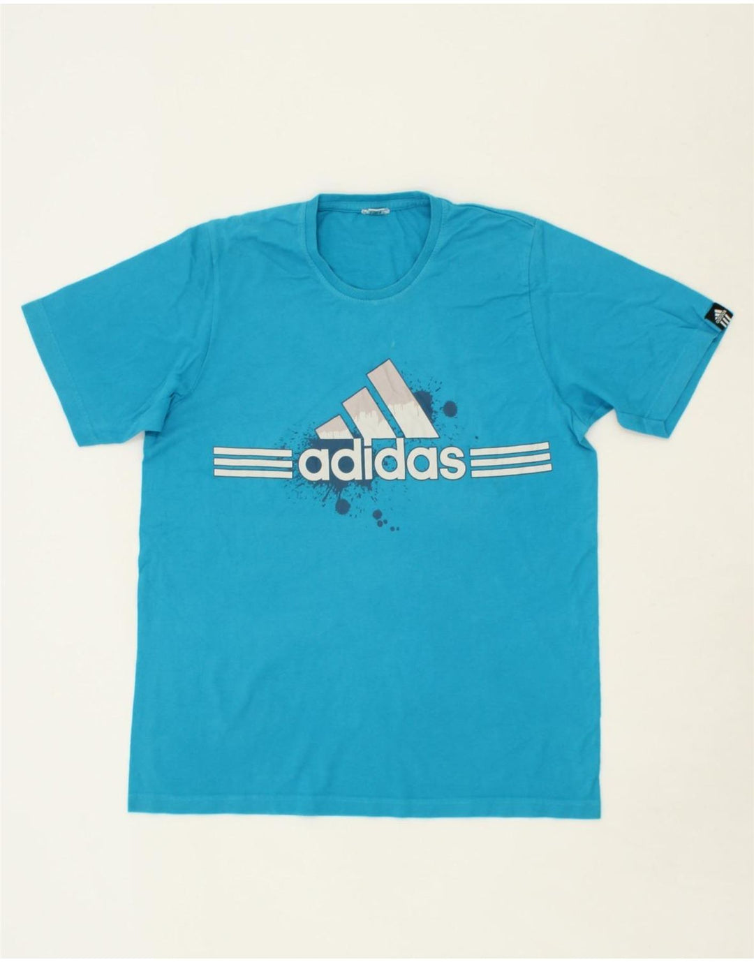 ADIDAS Mens Graphic T-Shirt Top Medium Blue Cotton Vintage Adidas and Second-Hand Adidas from Messina Hembry 
