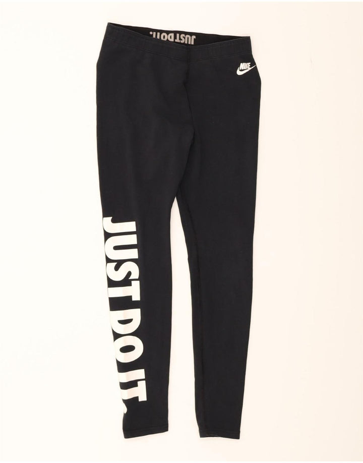 NIKE Womens Graphic Leggings UK 12 Medium  Black Cotton Vintage Nike and Second-Hand Nike from Messina Hembry 